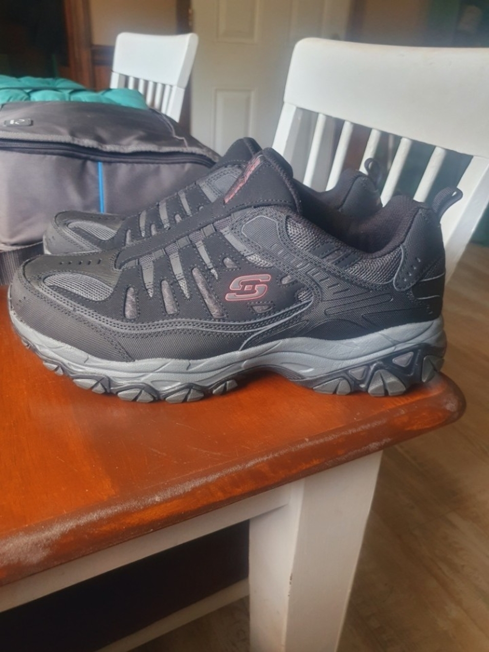 New Skechers Men's Black and Gray Trail Sneakers Size 13W